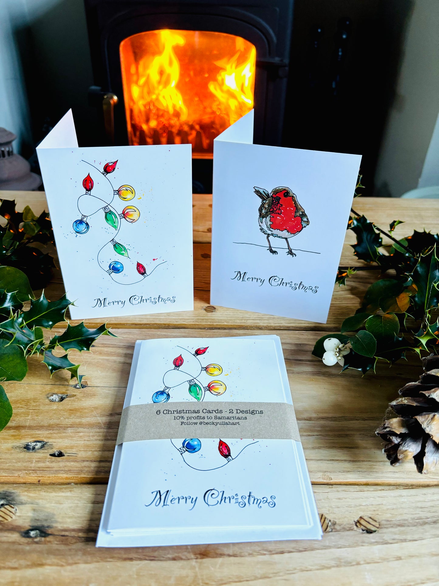 Christmas Card packs - Robin and Lights
