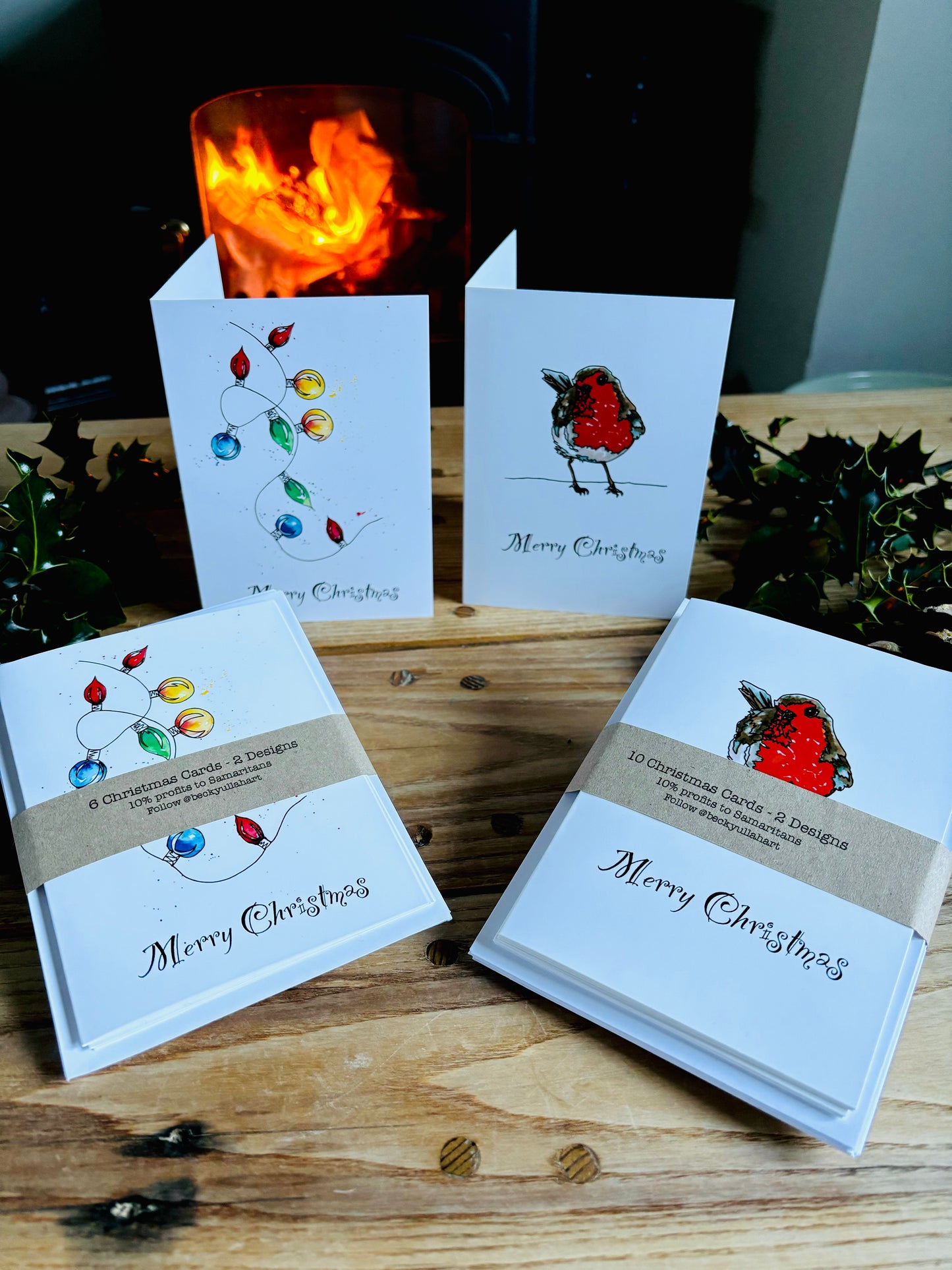 Christmas Card packs - Robin and Lights