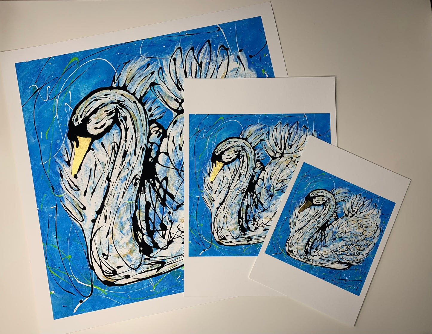 The Golden Swan Hand Embellished Limited Edition Prints