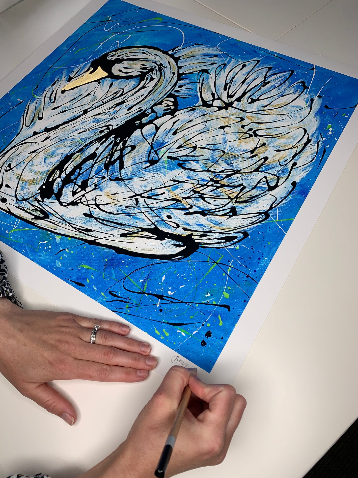 The Golden Swan Hand Embellished Limited Edition Prints