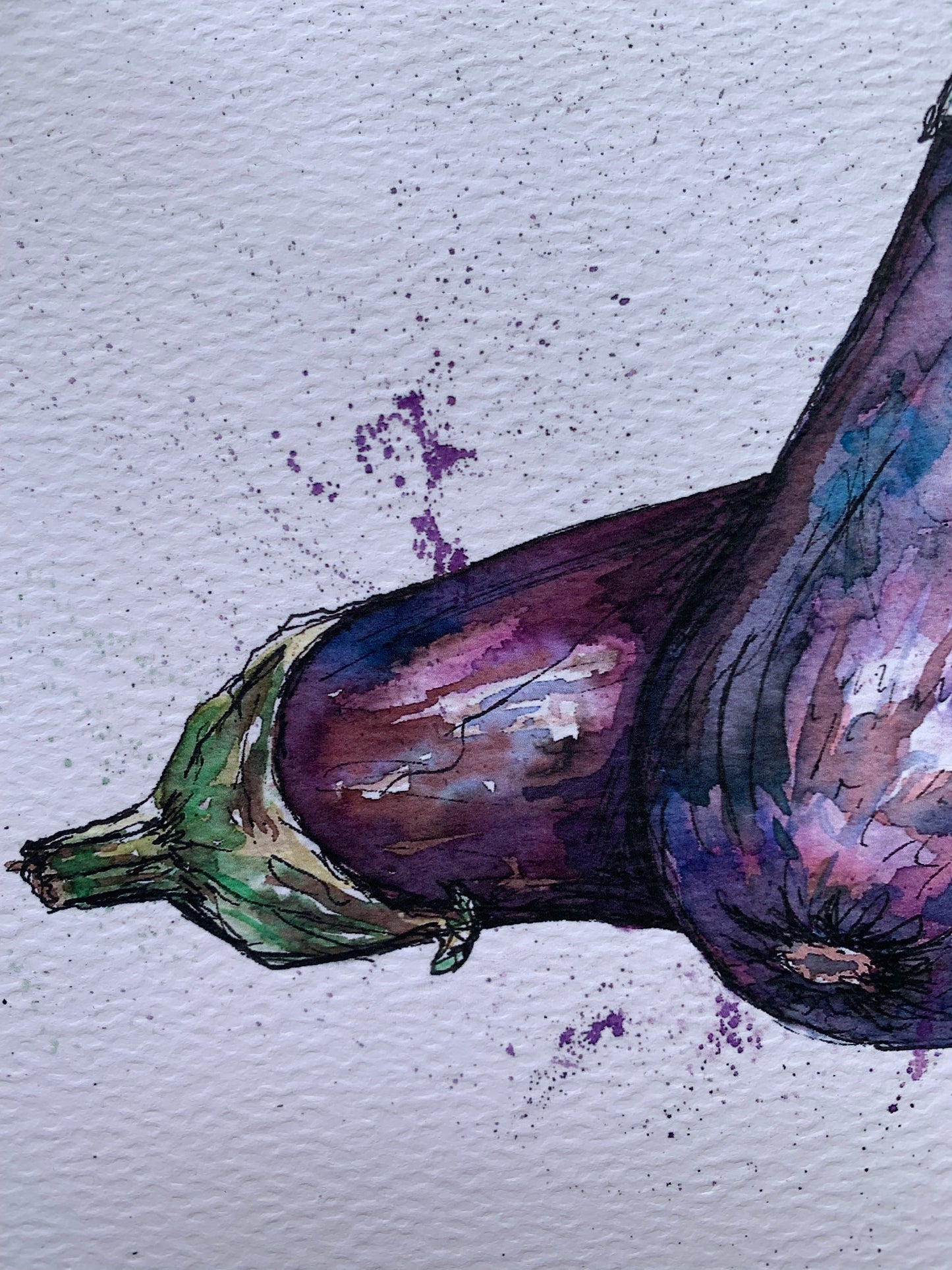 Framed Aubergines Watercolour Original A4