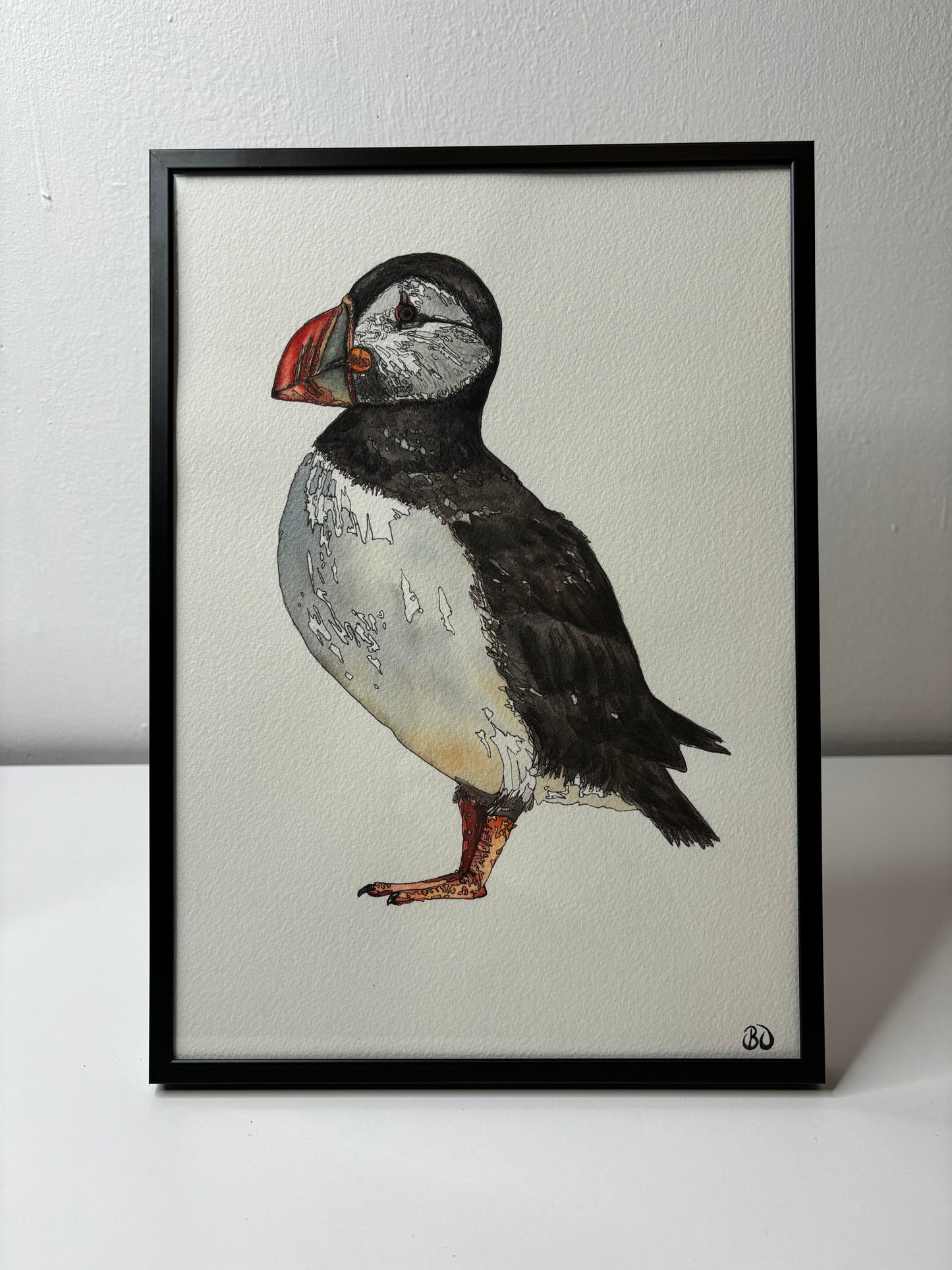 Puffin Original Watercolour and Pen