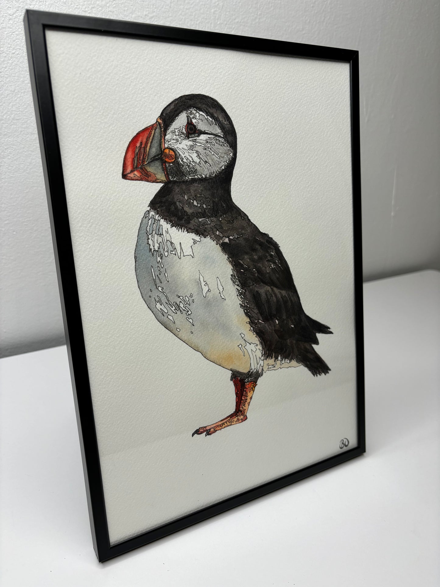 Puffin Original Watercolour and Pen