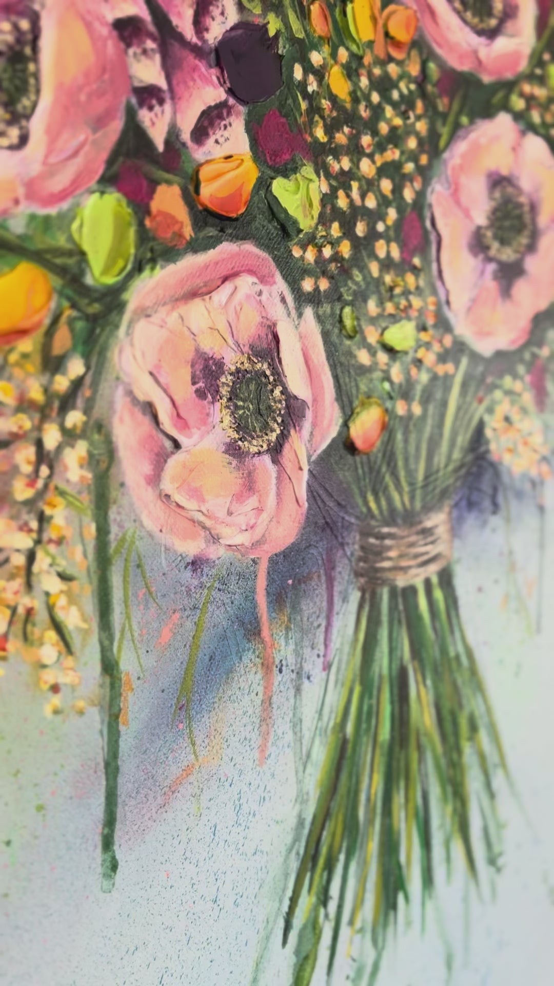Close up video of impasto areas