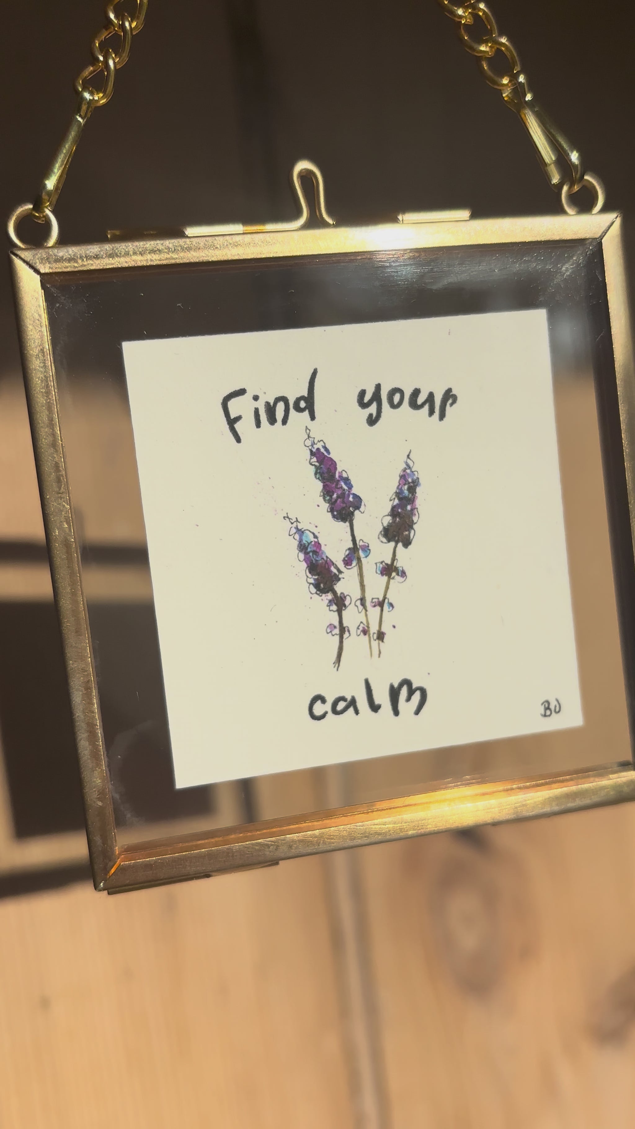 Video of small lavender painting in gold frame