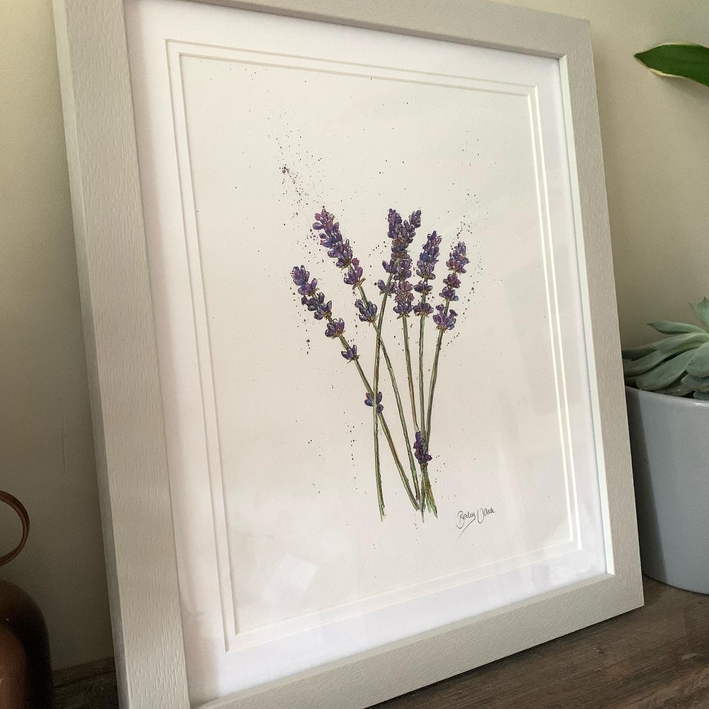 Framed Lavender Watercolour Original A4